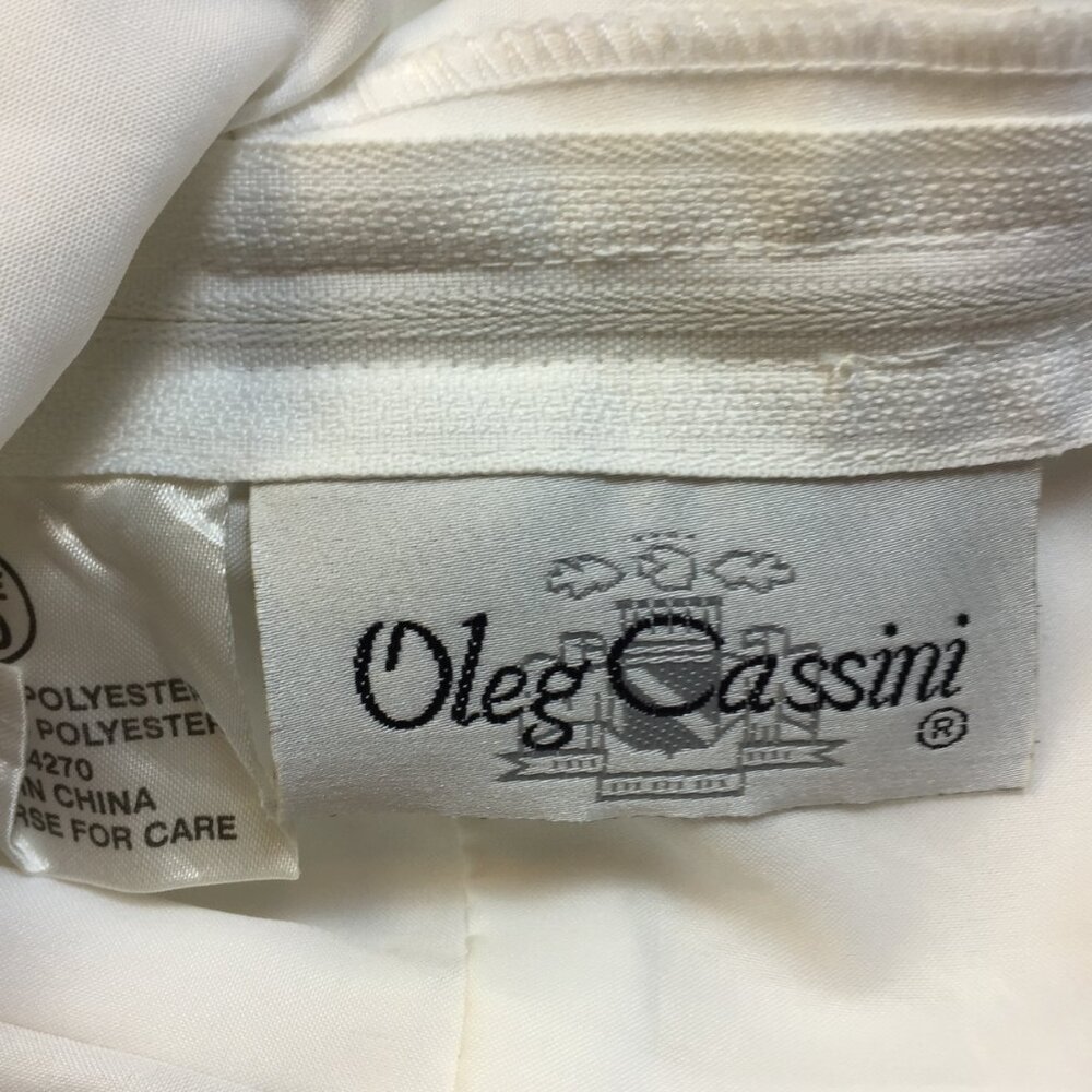 Oleg Cassini Wedding Dress Size 10 Womans White Beaded Sleeveless Ballgown Tulle - Picture 11 of 16